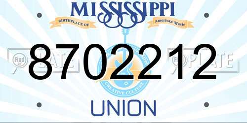 8702212 Mississippi License Plate