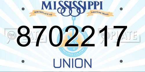 8702217 Mississippi License Plate