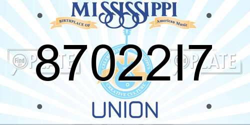 87022I7 Mississippi License Plate