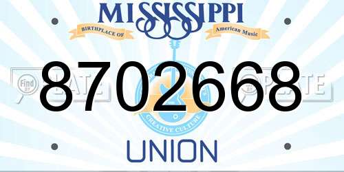 8702668 Mississippi License Plate
