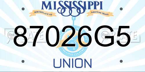 87026G5 Mississippi License Plate