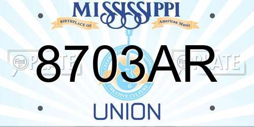 8703AR Mississippi License Plate