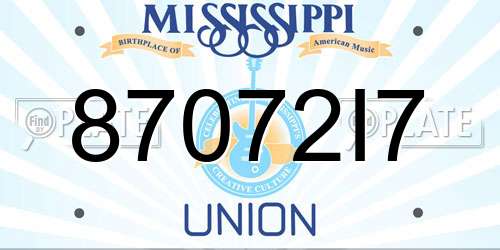 87072I7 Mississippi License Plate
