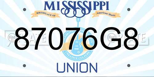 87076G8 Mississippi License Plate