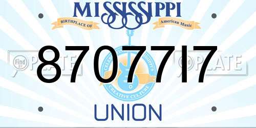 87077I7 Mississippi License Plate