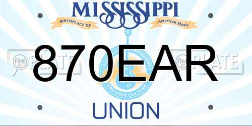 870EAR Mississippi License Plate