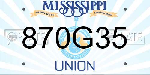 870G35 Mississippi License Plate