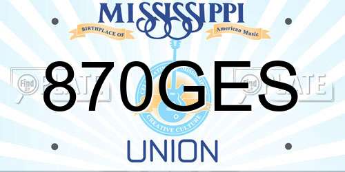 870GES Mississippi License Plate