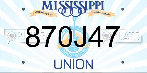 870J47 Mississippi License Plate