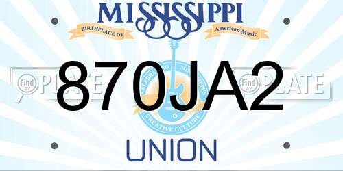 870JA2 Mississippi License Plate