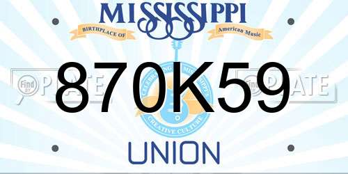 870K59 Mississippi License Plate
