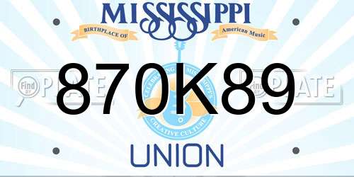 870K89 Mississippi License Plate