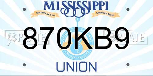 870KB9 Mississippi License Plate