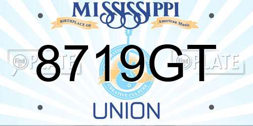 8719GT Mississippi License Plate