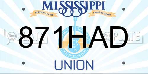 871HAD Mississippi License Plate