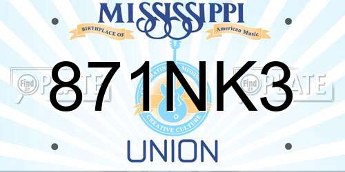 871NK3 Mississippi License Plate