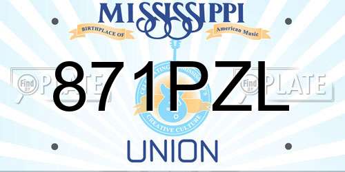 871PZL Mississippi License Plate
