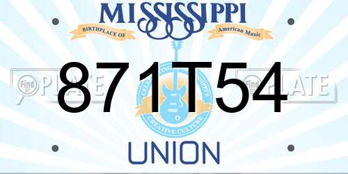 871T54 Mississippi License Plate