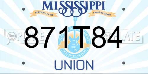 871T84 Mississippi License Plate