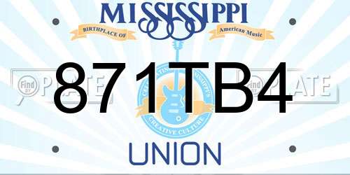 871TB4 Mississippi License Plate