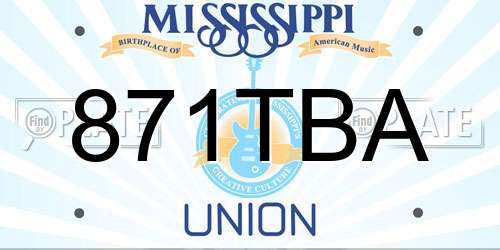 871TBA Mississippi License Plate