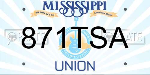 871TSA Mississippi License Plate