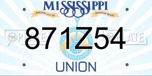 871Z54 Mississippi License Plate