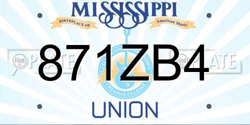 871ZB4 Mississippi License Plate