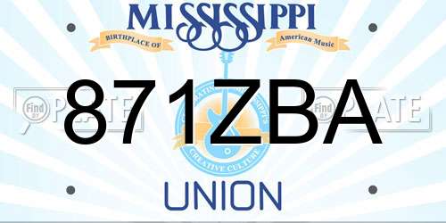 871ZBA Mississippi License Plate