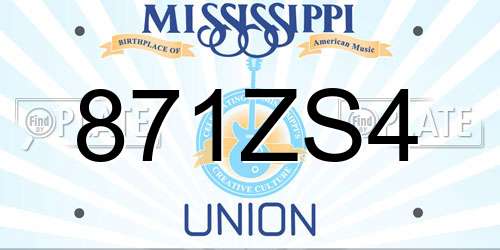 871ZS4 Mississippi License Plate