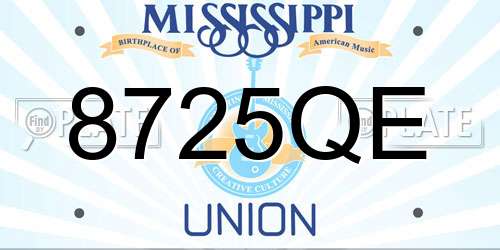 8725QE Mississippi License Plate