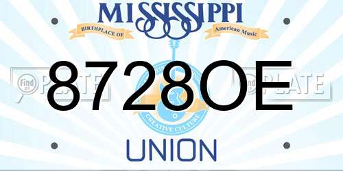 8728OE Mississippi License Plate