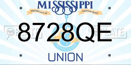 8728QE Mississippi License Plate