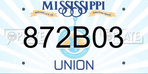 872B03 Mississippi License Plate