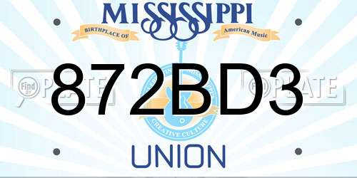 872BD3 Mississippi License Plate