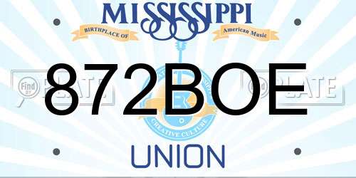 872BOE Mississippi License Plate