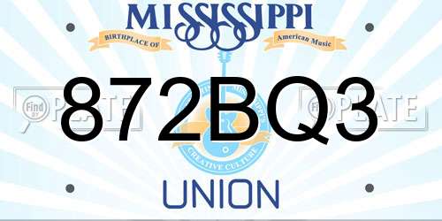 872BQ3 Mississippi License Plate