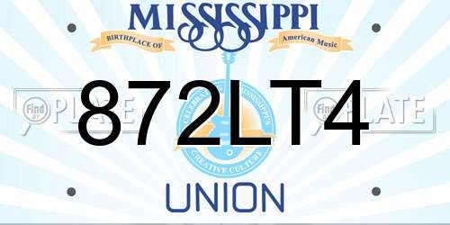 872LT4 Mississippi License Plate
