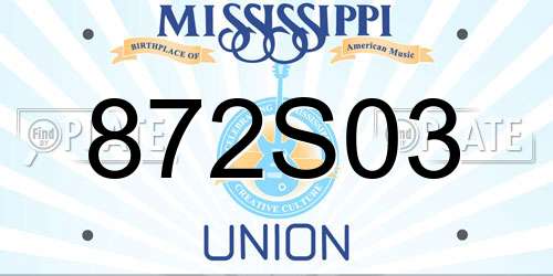 872S03 Mississippi License Plate