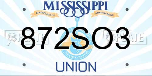 872SO3 Mississippi License Plate