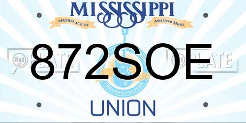 872SOE Mississippi License Plate