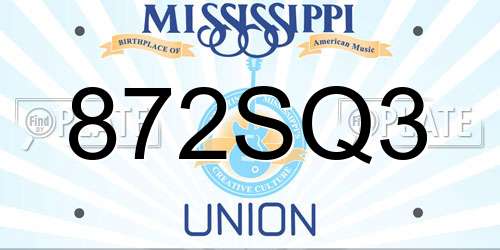 872SQ3 Mississippi License Plate
