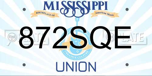 872SQE Mississippi License Plate