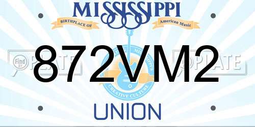 872VM2 Mississippi License Plate