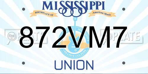 872VM7 Mississippi License Plate