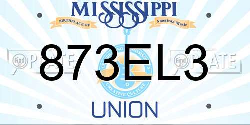 873EL3 Mississippi License Plate