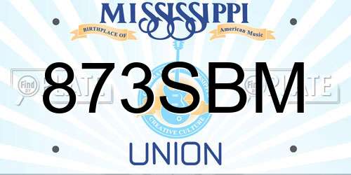 873SBM Mississippi License Plate