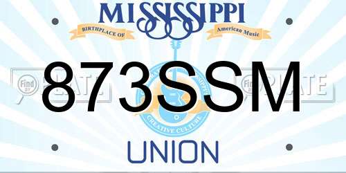 873SSM Mississippi License Plate