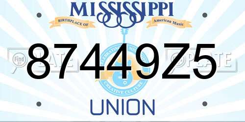 87449Z5 Mississippi License Plate