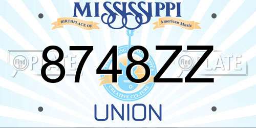 8748ZZ Mississippi License Plate